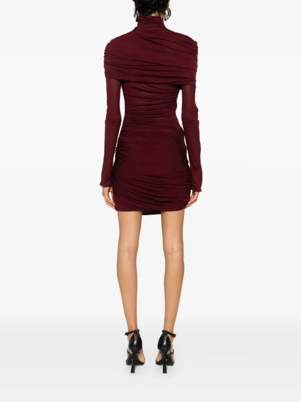 Mugler Ruched Midi Dress | Red | FARFETCH