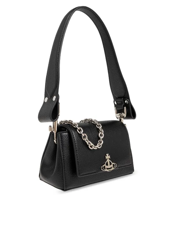 Vivienne Westwood Orb Plaque Flap Shoulder Bag | Black