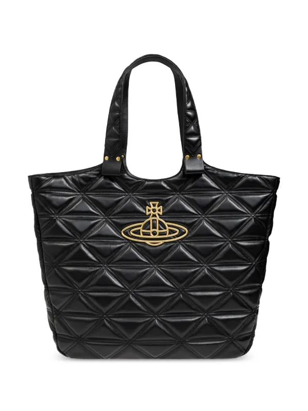 Vivienne Westwood Orb plaque Quilted Leather Tote Bag Black FARFETCH CA