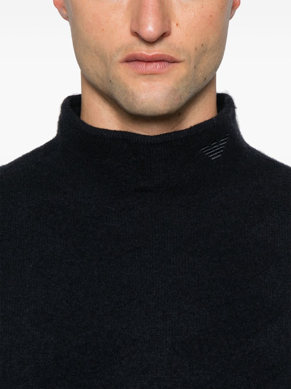 Shop Emporio Armani Brushed Sweater In Blue