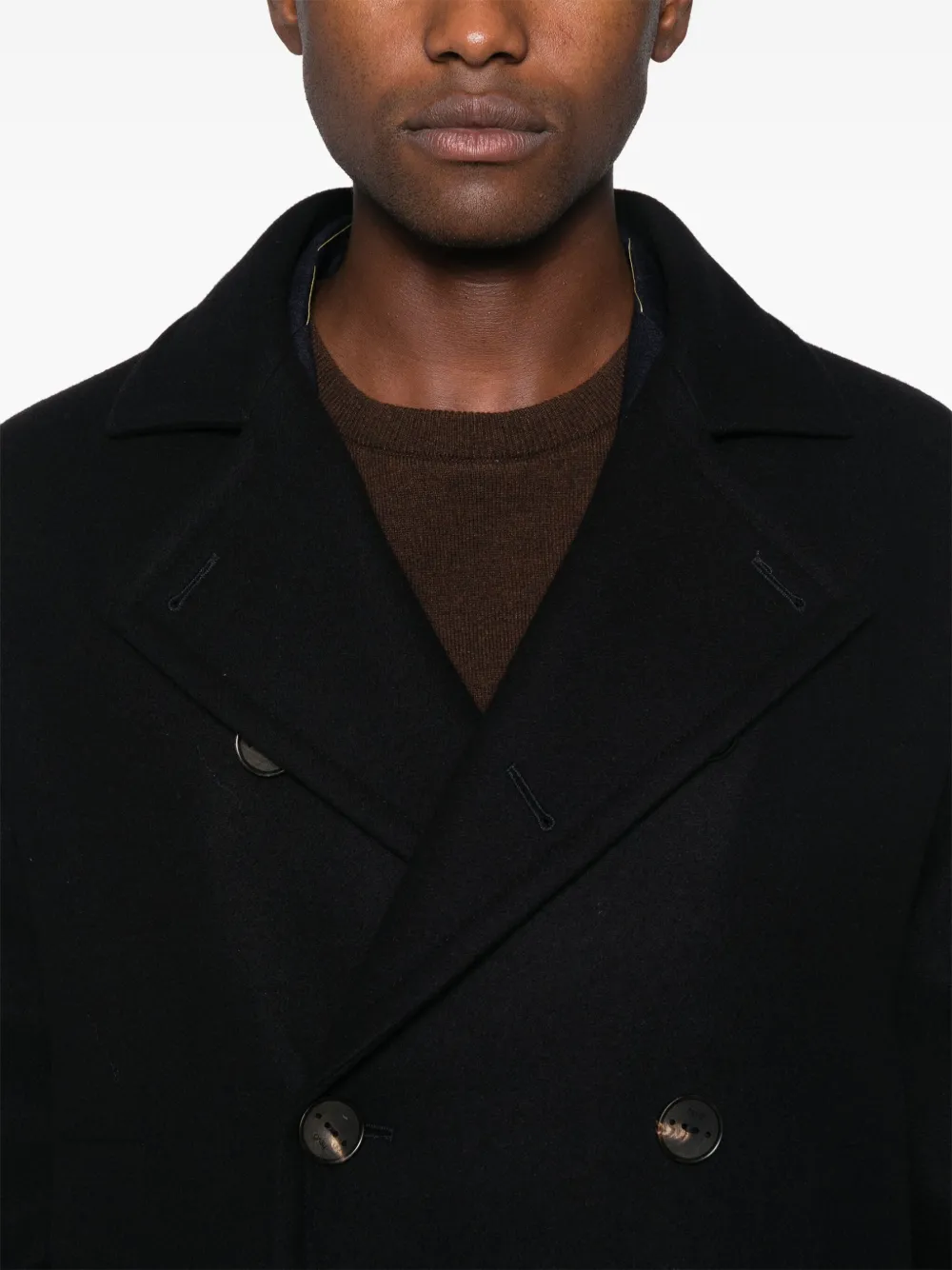 Hevo Trani Blue Double-breasted Coat In Blau