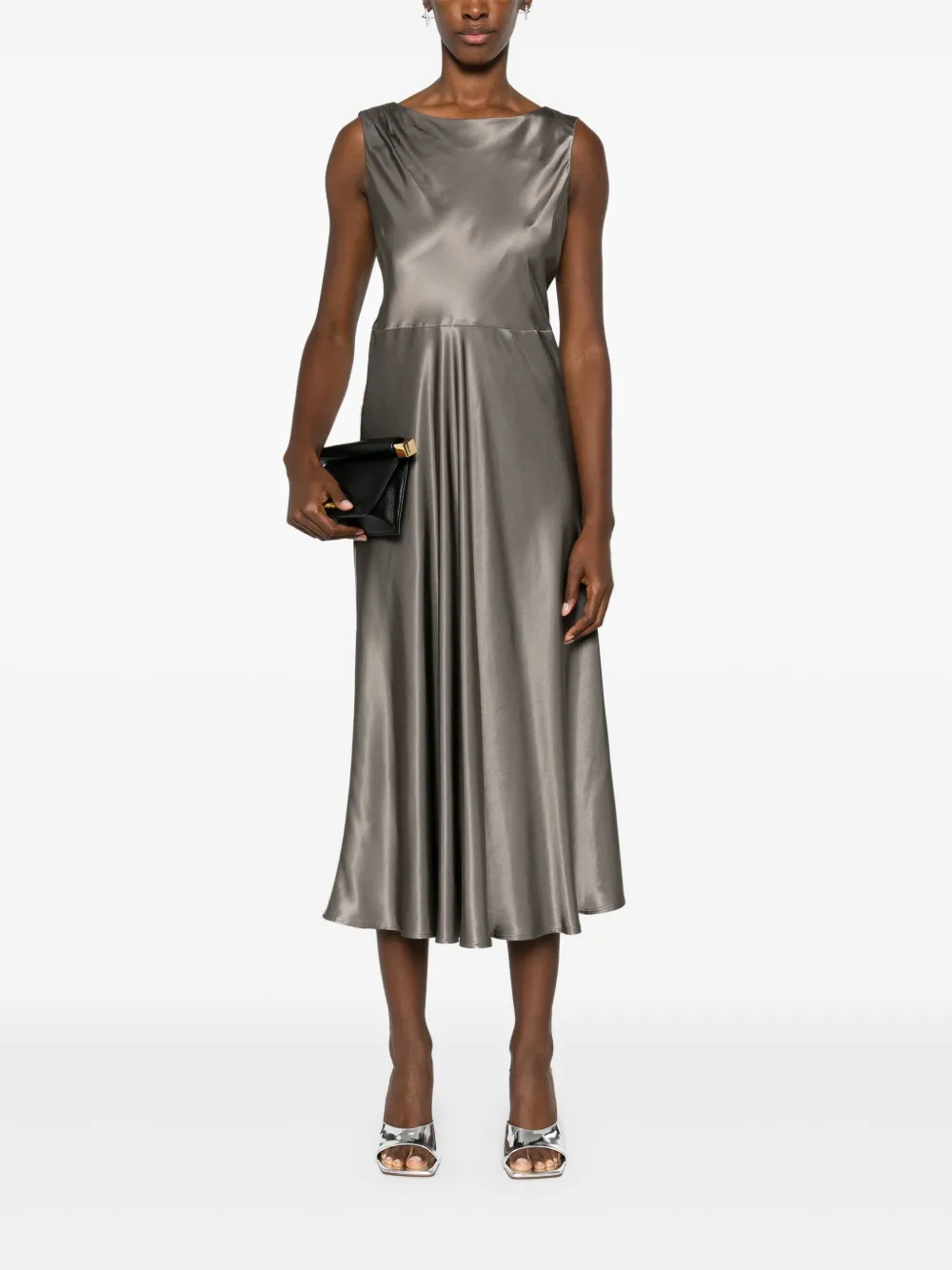 Luisa Cerano satin midi dress - Grijs