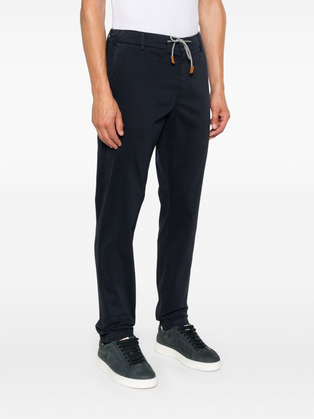 Shop Eleventy Tapered Trousers In Blue