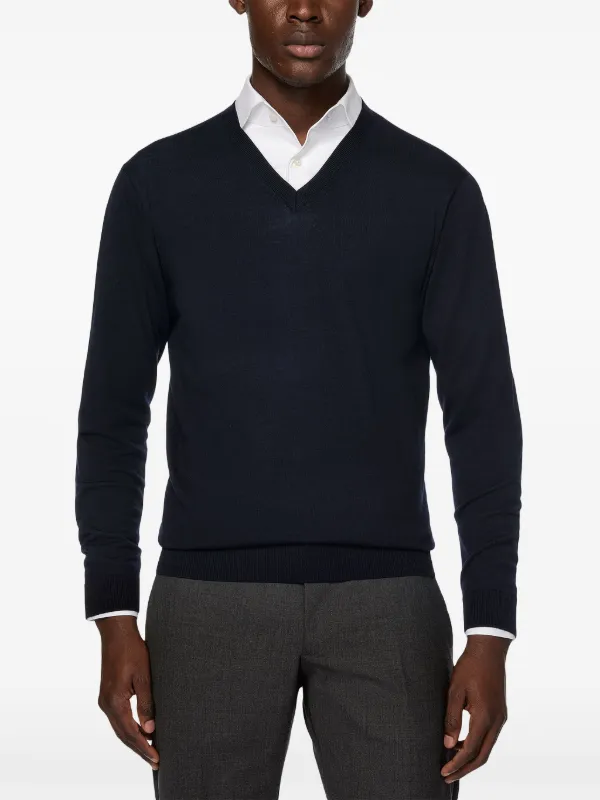Boggi Milano merino-wool V-neck Sweater Blue FARFETCH OM