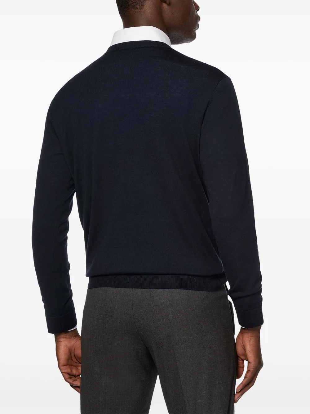 Boggi Milano Trui van merinowol met V-hals Blauw