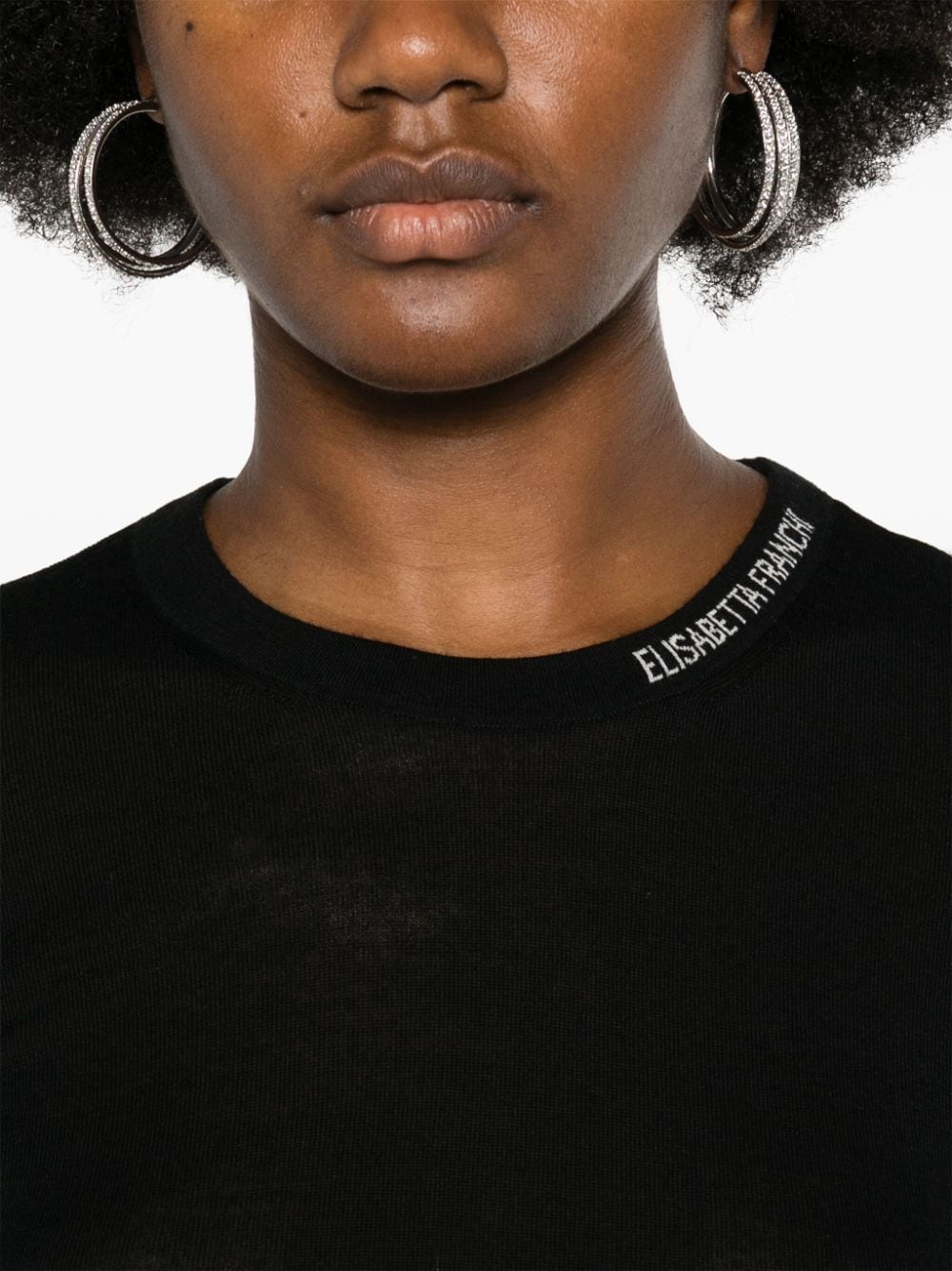 Shop Elisabetta Franchi Logo-intarsia Sweater In Black