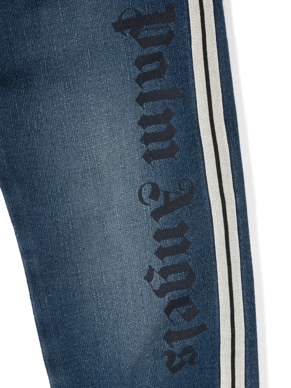 Palm Angels Kids Jeans met logoprint Blauw