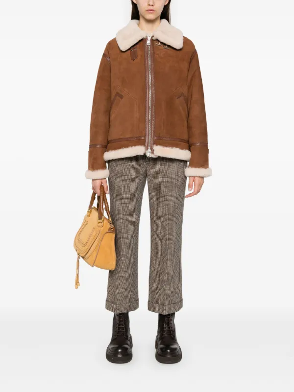 ERMANNO SCERVINOフェイクファー襟&ソフトスウェード&ナイロンジレ Ermanno Scervino Suede Jacket | Brown | FARFETCH