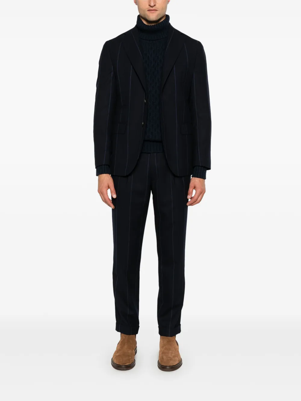 Kiton Kabelgebreide trui - Blauw