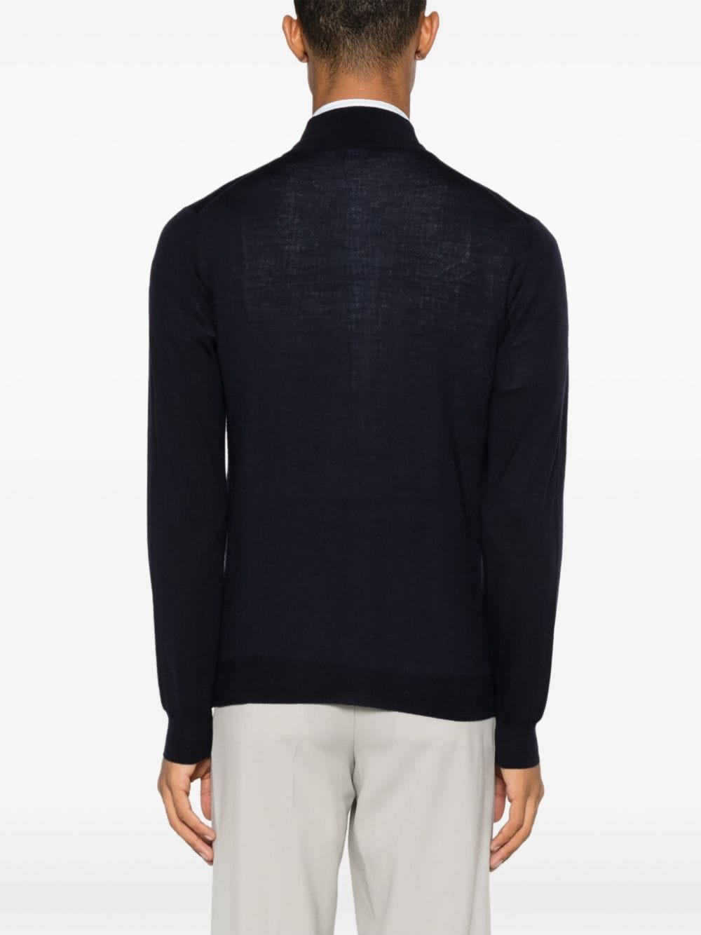 Shop Fedeli Virgin-wool Cardigan In Blue