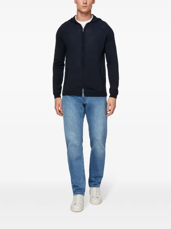 Boggi Milano merino-wool Zip Hoodie | Blue | FARFETCH AO