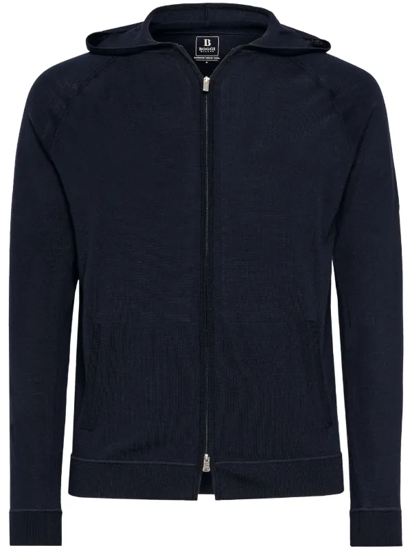 Boggi Milano merino-wool Zip Hoodie Blue FARFETCH EG