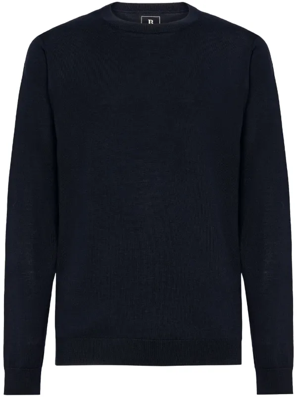 Boggi Milano merino-wool crew-neck Sweater Blue FARFETCH