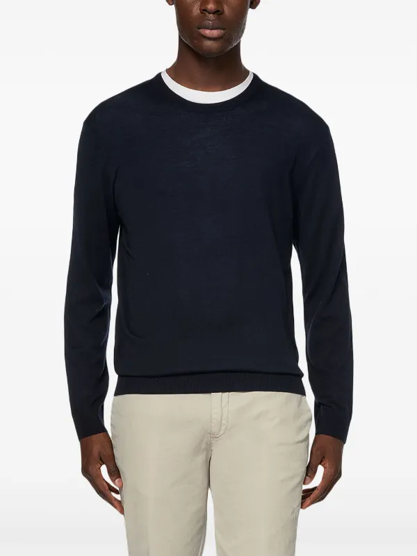 Boggi Milano merino-wool crew-neck Sweater Blue FARFETCH JO