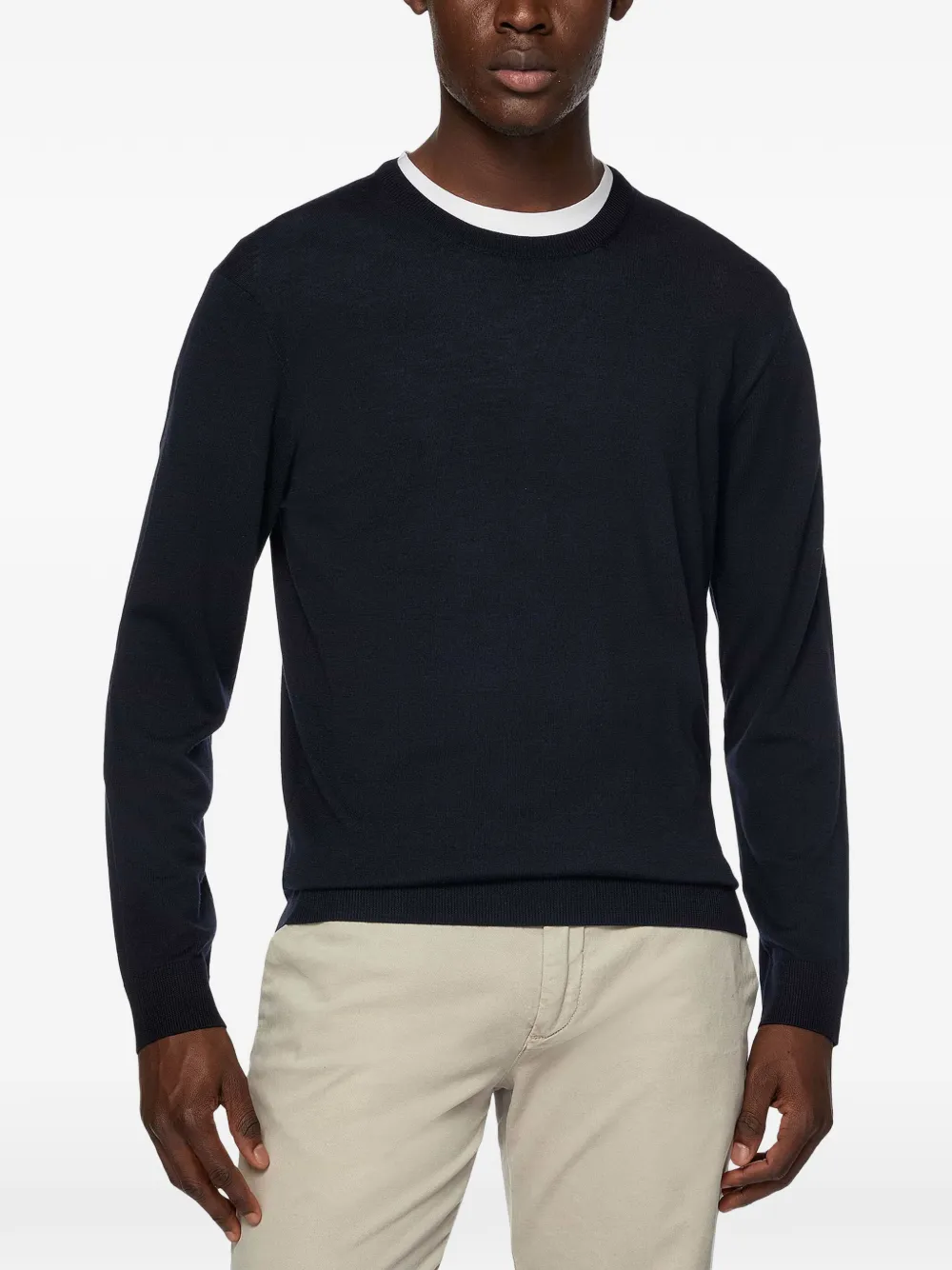 Boggi Milano Trui van merinowol met ronde hals Blauw