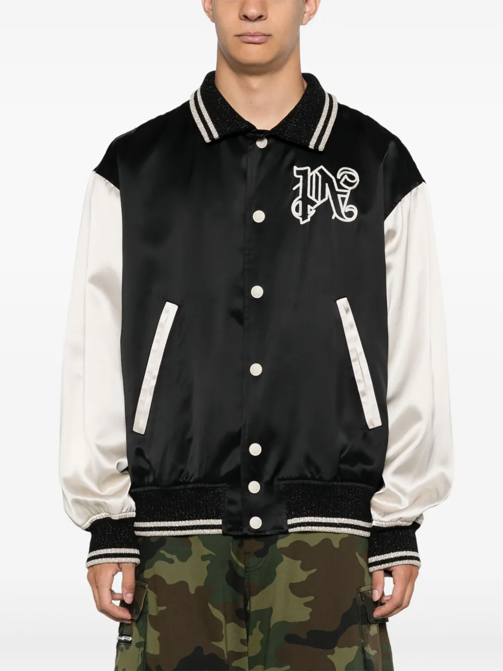Palm Angels gothic-logo Varsity Jacket | Black | FARFETCH PL