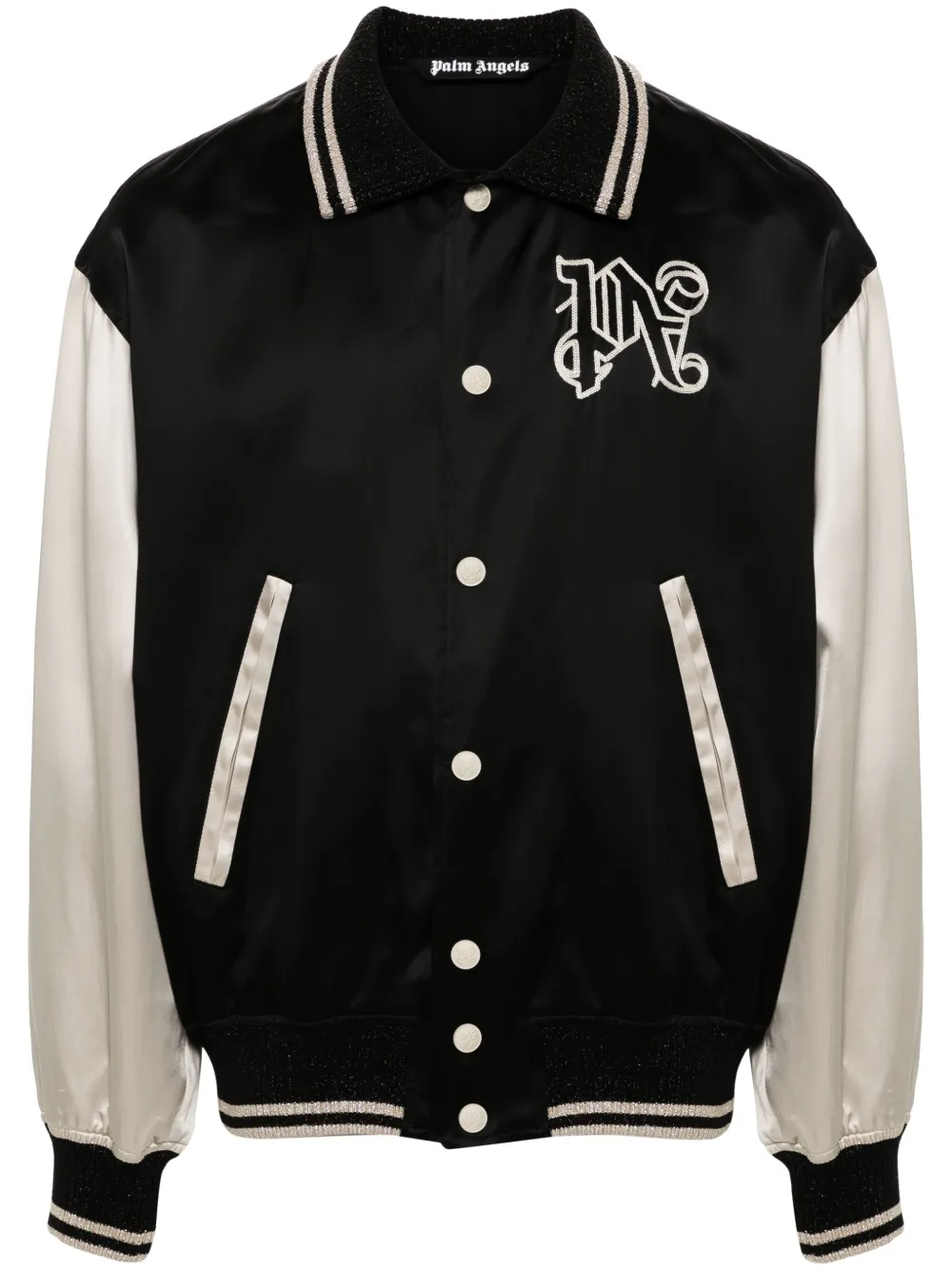 Palm Angels gothic-logo varsity jacket | Black | Image 1