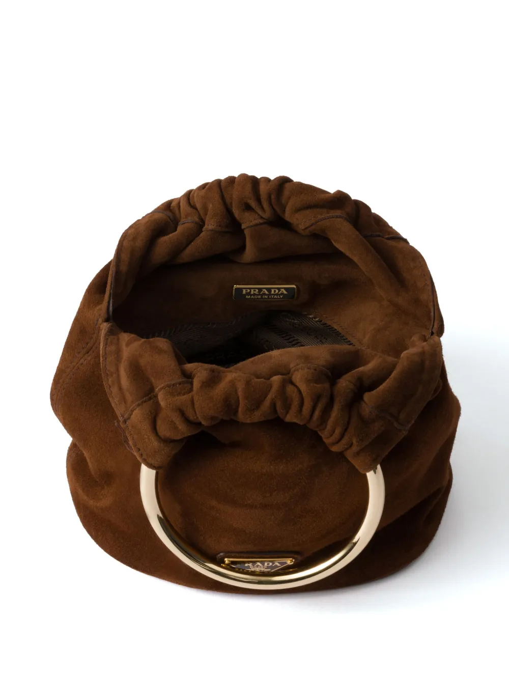 Prada Mini Panier Triangle-logo Bucket Bag In Brown