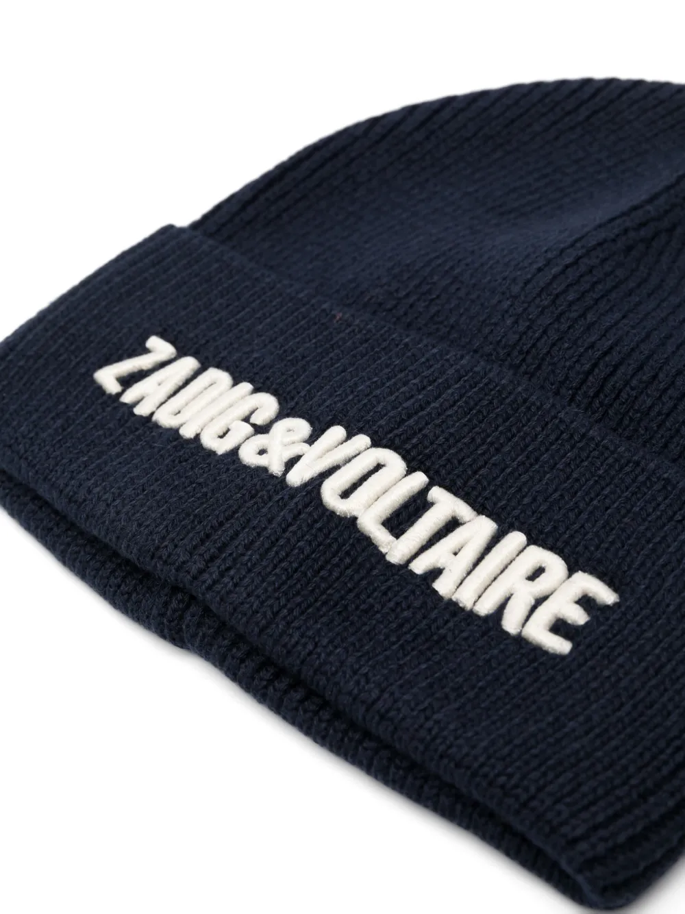 Zadig & Voltaire Kids logo-embroidered beanie - Blauw