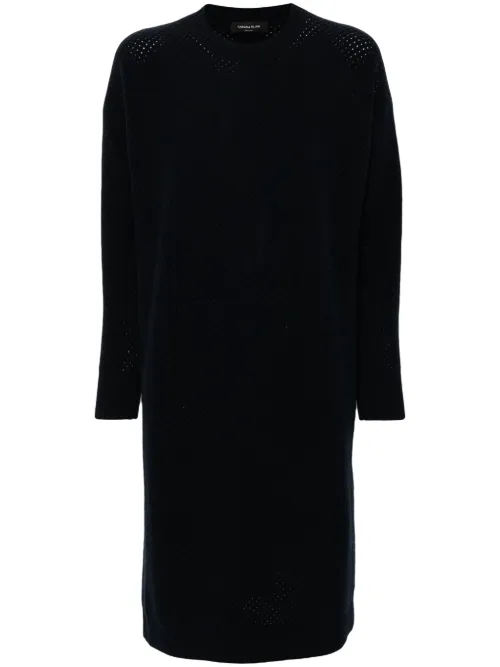 Robe sans manche en maille ajourée à franges - Fabiana Filippi - Modalova