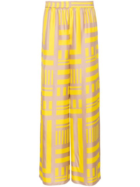 FENDI FF Labyrinth-print silk trousers