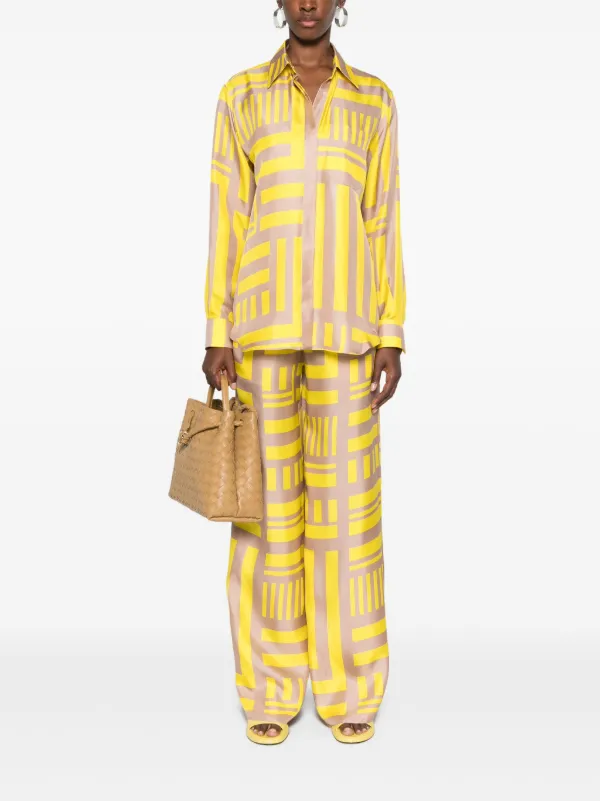 FENDI FF Labyrinth-print Silk Trousers | Yellow | FARFETCH