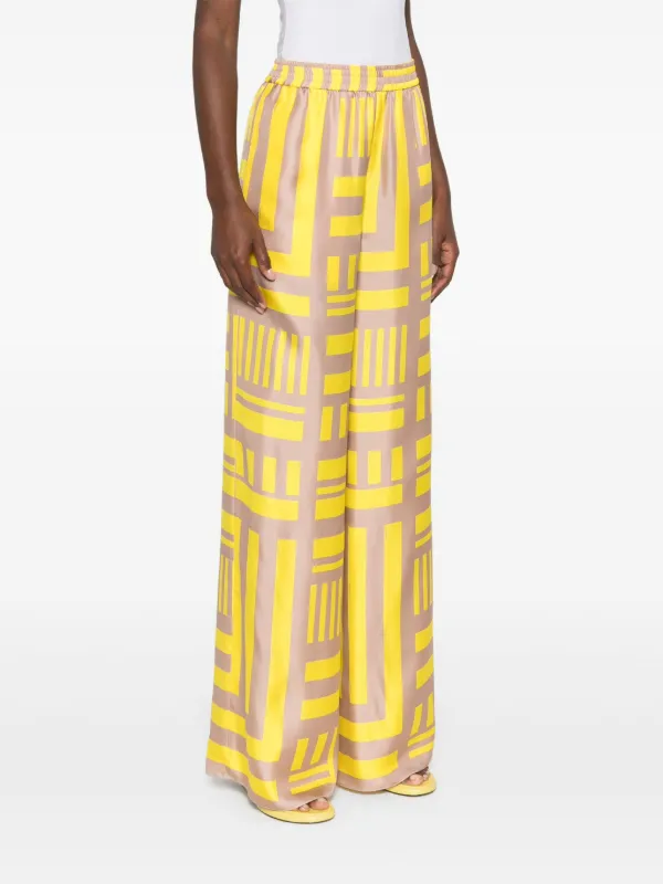 FENDI FF Labyrinth-print Silk Trousers | Yellow | FARFETCH RO