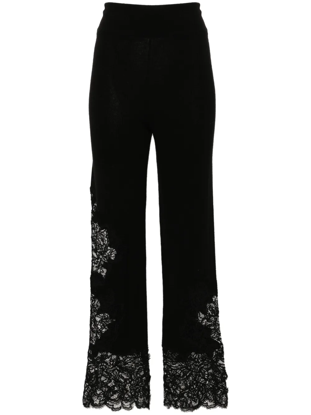 Ermanno Scervino Broek met bloemenkant Zwart