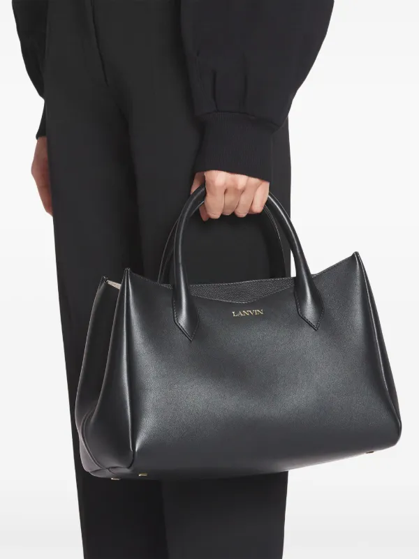 Lanvin logo-stamp Tote Bag | Black | FARFETCH