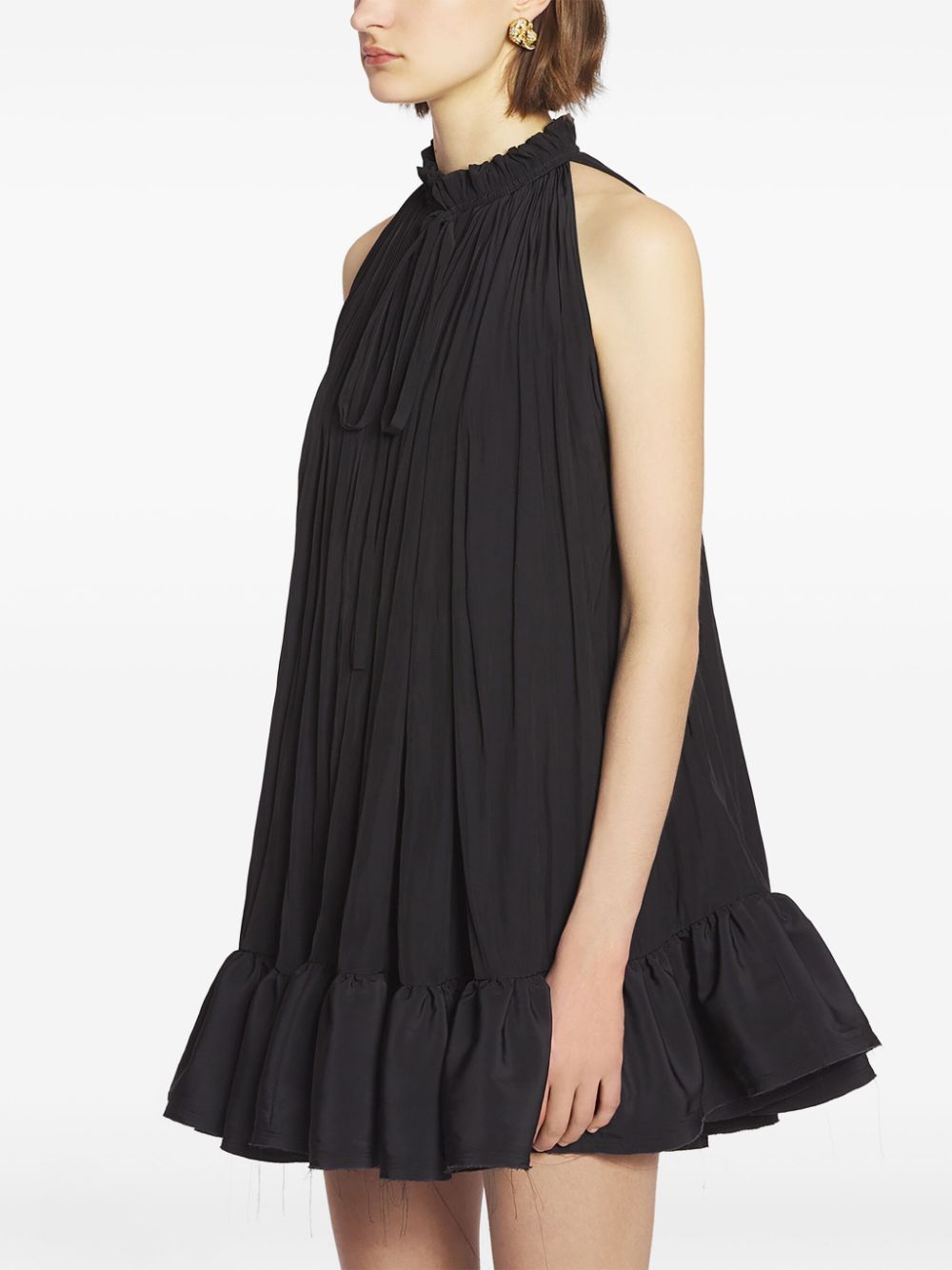 Shop Lanvin Ruffled Mini Dress In Black