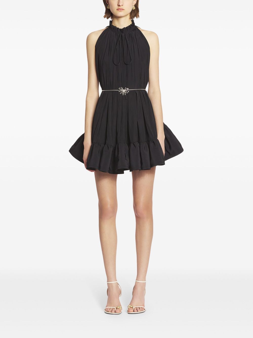 Shop Lanvin Ruffled Mini Dress In Black