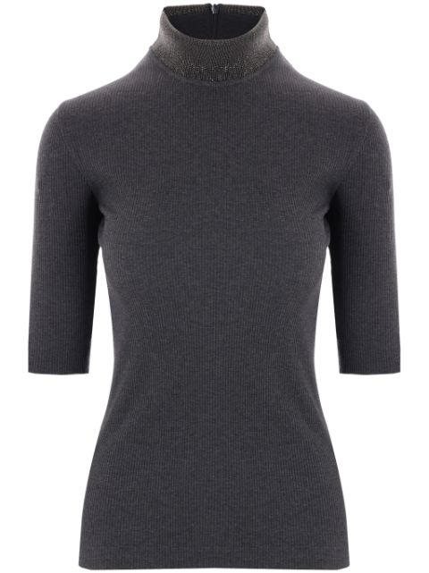 Brunello Cucinelli Monili-detail ribbed top Women