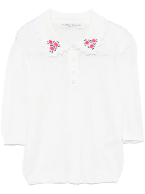 Alessandra Rich embroidery lace-knit sweater