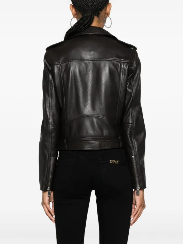 PINKO Leather Biker Jacket | Brown | FARFETCH