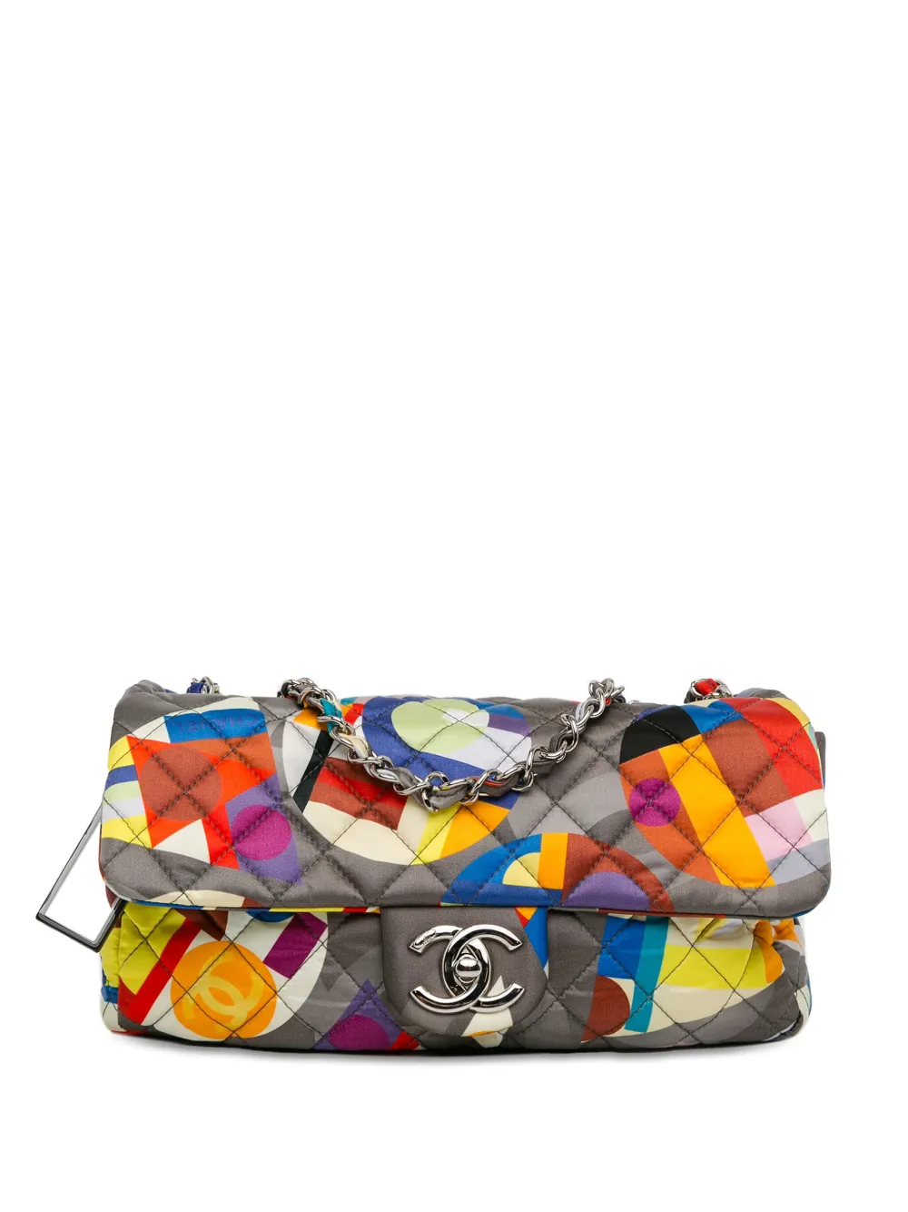 CHANEL Pre-Owned 2014-2015 Small Printed Nylon Coco Color Flap shoulder bag | Grey | Image 1