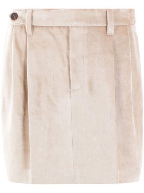 Brunello Cucinelli dart-detail velvet miniskirt Women