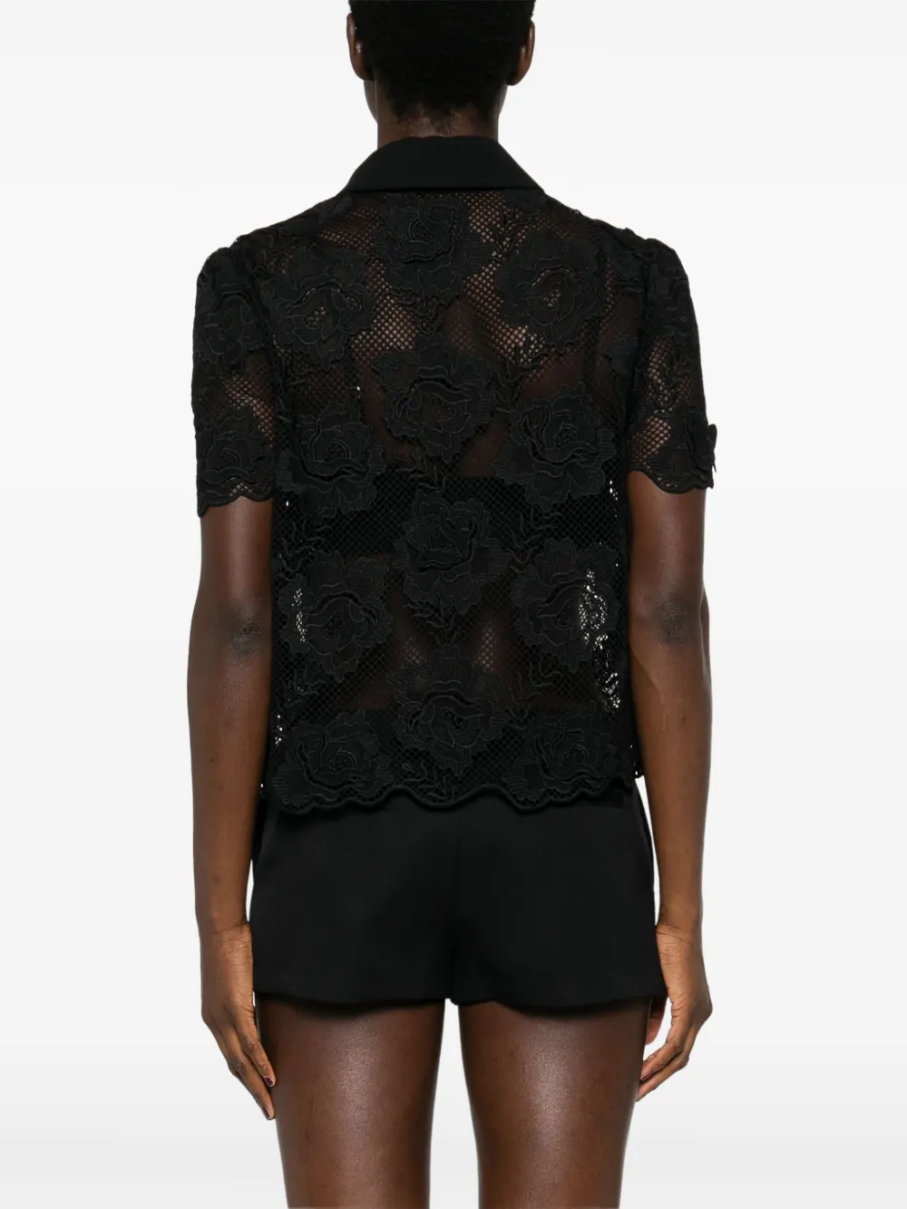 Self-Portrait Kanten blouse Zwart