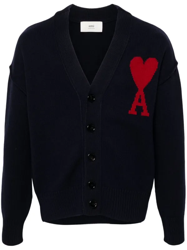 正規 美品 AMI PARIS ダークネイビー カーディガン XS AMI Paris カーディガン