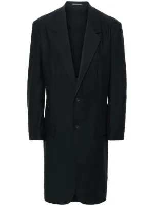 Yohji Yamamoto single-breasted drop-shoulder Coat | Black | FARFETCH