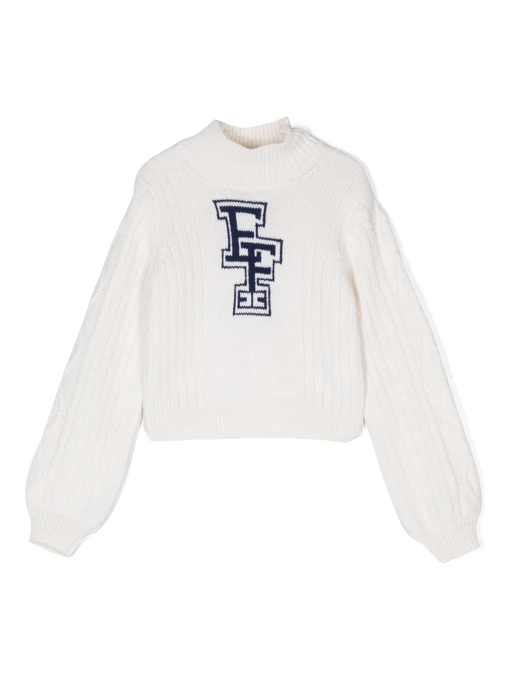 Elisabetta Franchi La Mia Bambina Trui met intarsia logo Wit