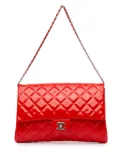 CHANEL Pre-Owned 2013-2014 CC Quilted Patent Clutch with Chain shoulder bag - Red