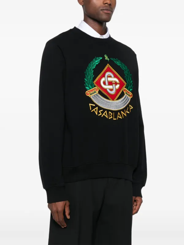 オープニング 大放出セール Sweatshirt Crest-embroidered Casa Casablanca | FARFETCH | Black トップス