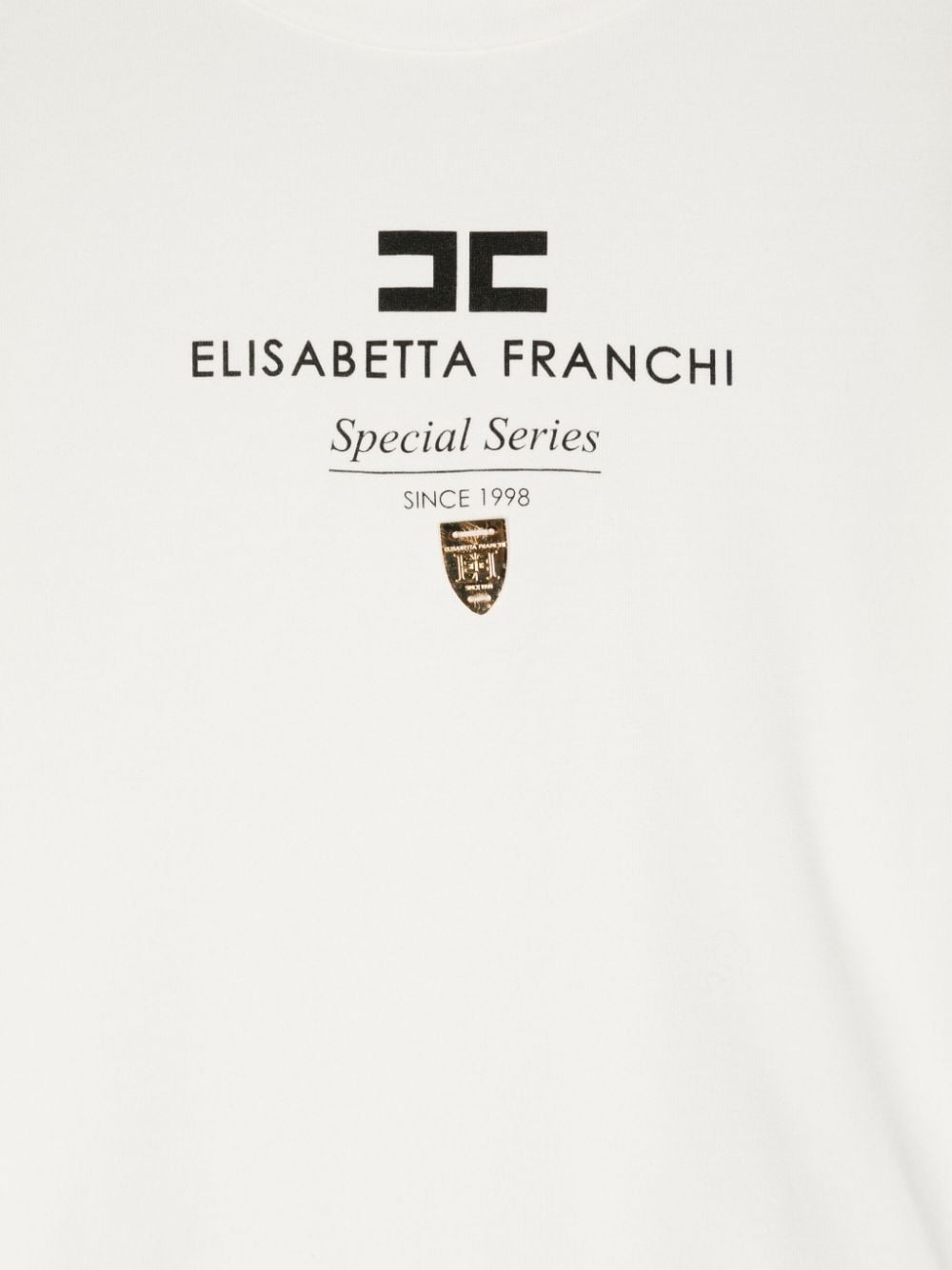 Shop Elisabetta Franchi La Mia Bambina Logo-plaque T-shirt In White