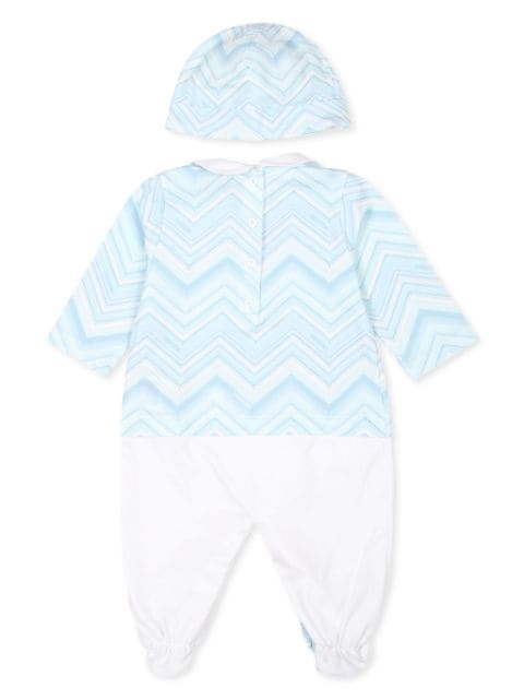 zigzag-print babygrow and beanie hat set