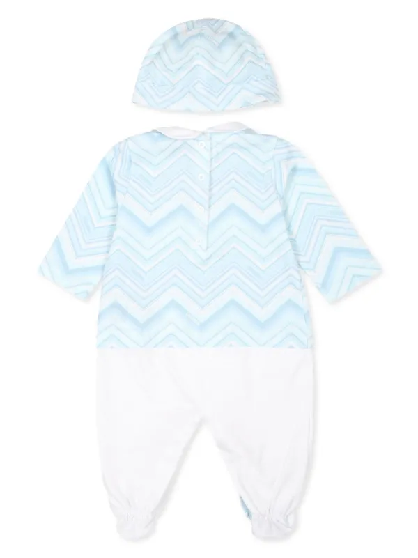 Missoni Kids zigzag print Babygrow And Beanie Hat Set Blue FARFETCH PT