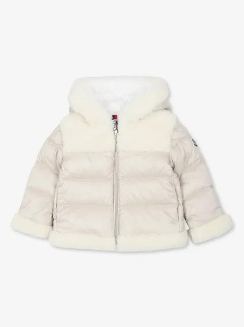 Moncler Enfant abrigo Dofi con paneles de pelo