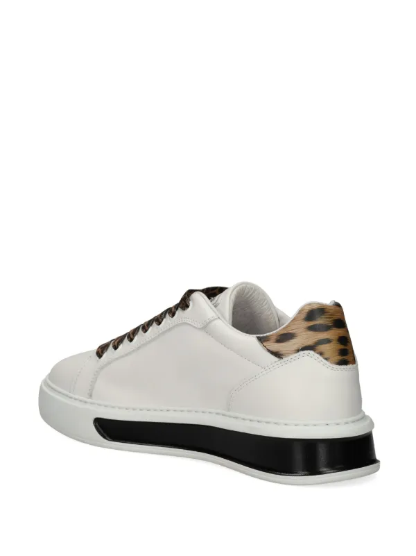 【Roberto Cavalli】 Mirrorレザースニーカー Roberto Cavalli Mirror Snake Leather Sneakers | White | FARFETCH