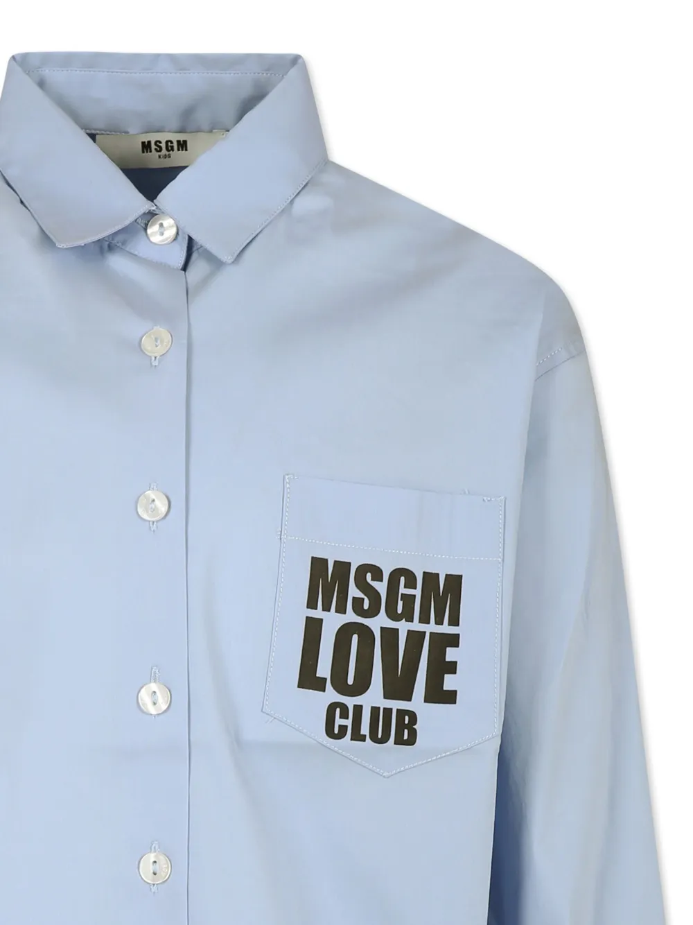 MSGM Kids Shirt met logoprint en trekkoord Blauw