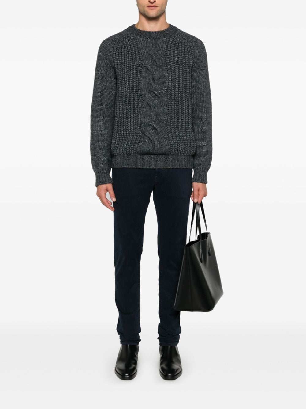 Shop Canali Chunky-knit Sweater In Grey