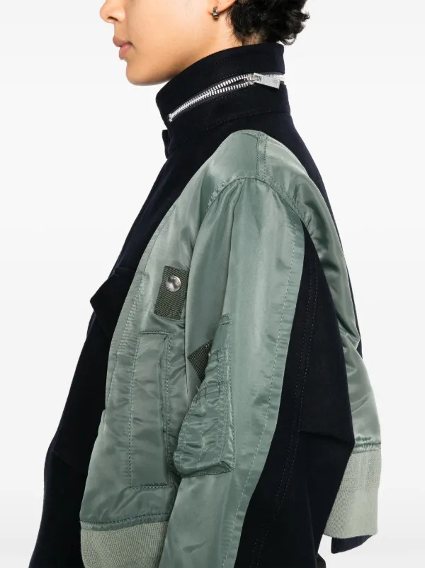 【送料&関税込】Sacai Panelled Funnel Neck Jacket Sacai Panelled Funnel Neck Jacket | Green | FARFETCH BH